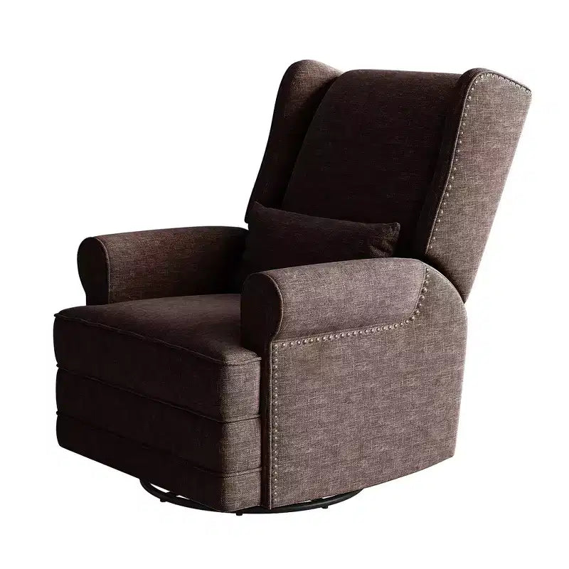 Swivel Rocker Recliner Chair with Ottoman Footrest, Glider Rocking Chair with Lumbar Support, Upholstered Nursery Chair for Bedroom Living Room