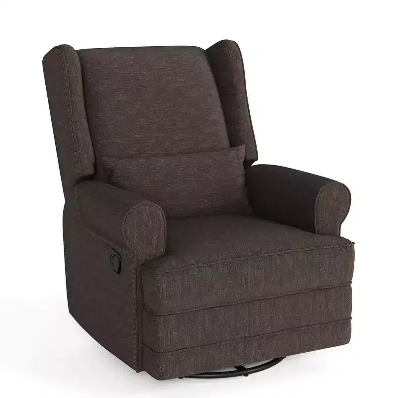 Swivel Rocker Recliner Chair with Ottoman Footrest, Glider Rocking Chair with Lumbar Support, Upholstered Nursery Chair for Bedroom Living Room