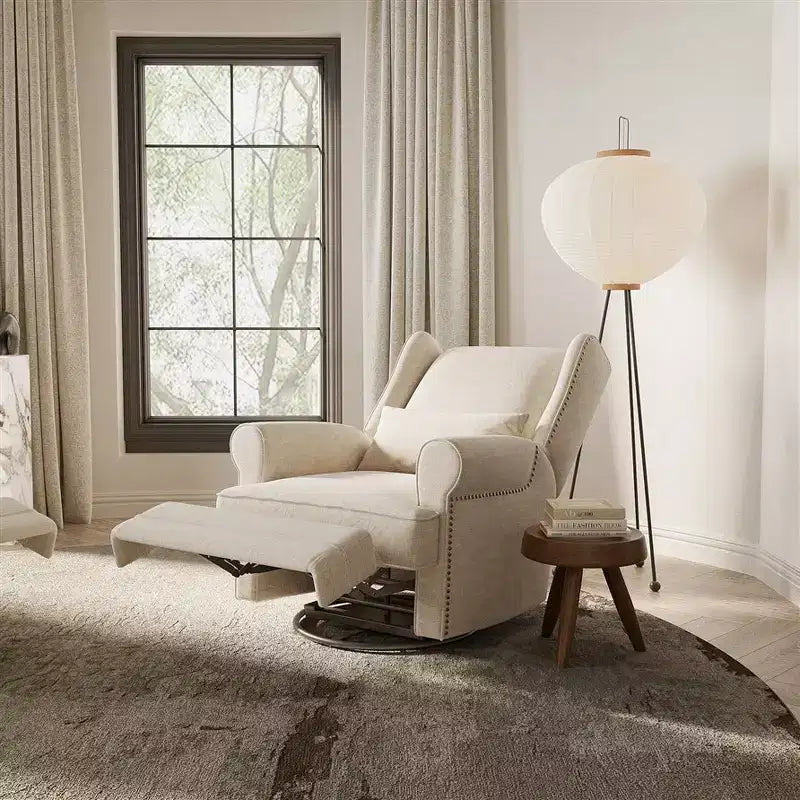 Swivel Rocker Recliner Chair with Ottoman Footrest, Glider Rocking Chair with Lumbar Support, Upholstered Nursery Chair for Bedroom Living Room