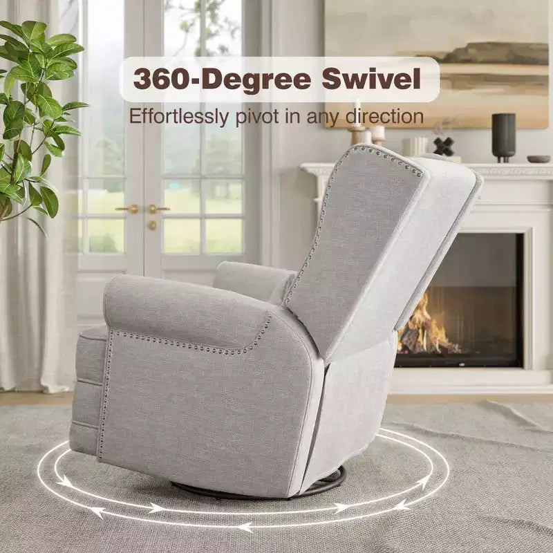 Swivel Rocker Recliner Chair with Ottoman Footrest, Glider Rocking Chair with Lumbar Support, Upholstered Nursery Chair for Bedroom Living Room