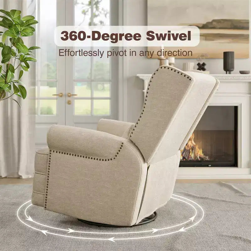 Swivel Rocker Recliner Chair with Ottoman Footrest, Glider Rocking Chair with Lumbar Support, Upholstered Nursery Chair for Bedroom Living Room