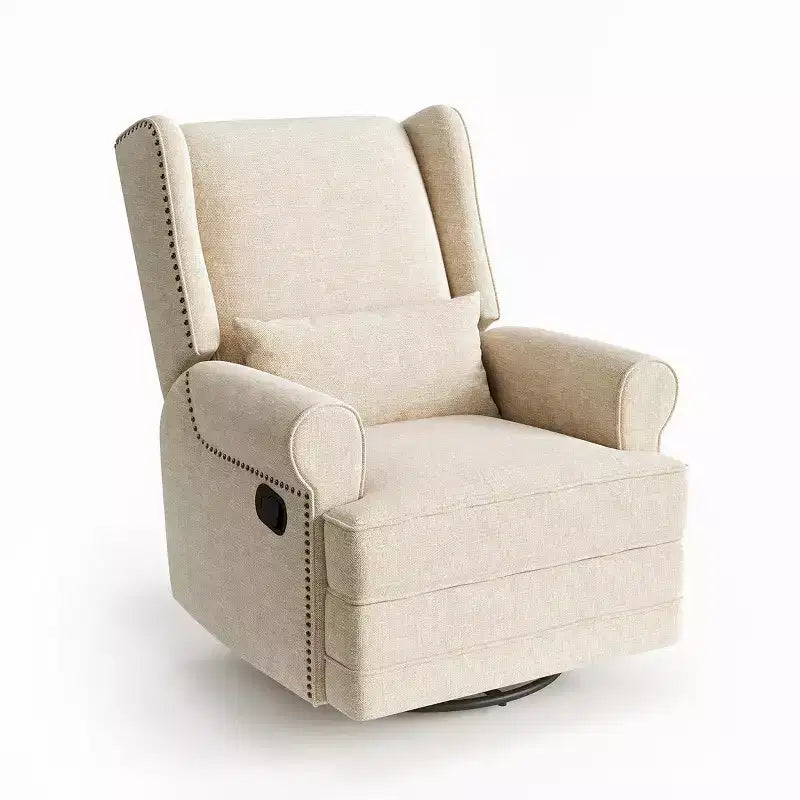Swivel Rocker Recliner Chair with Ottoman Footrest, Glider Rocking Chair with Lumbar Support, Upholstered Nursery Chair for Bedroom Living Room