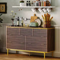 54in Wide Fluted 7 Drawer Dresser, Bedroom Storage Organizer with Gold Metal Handles and Curved Profile Design, Versatile Cabinet for Living Room
