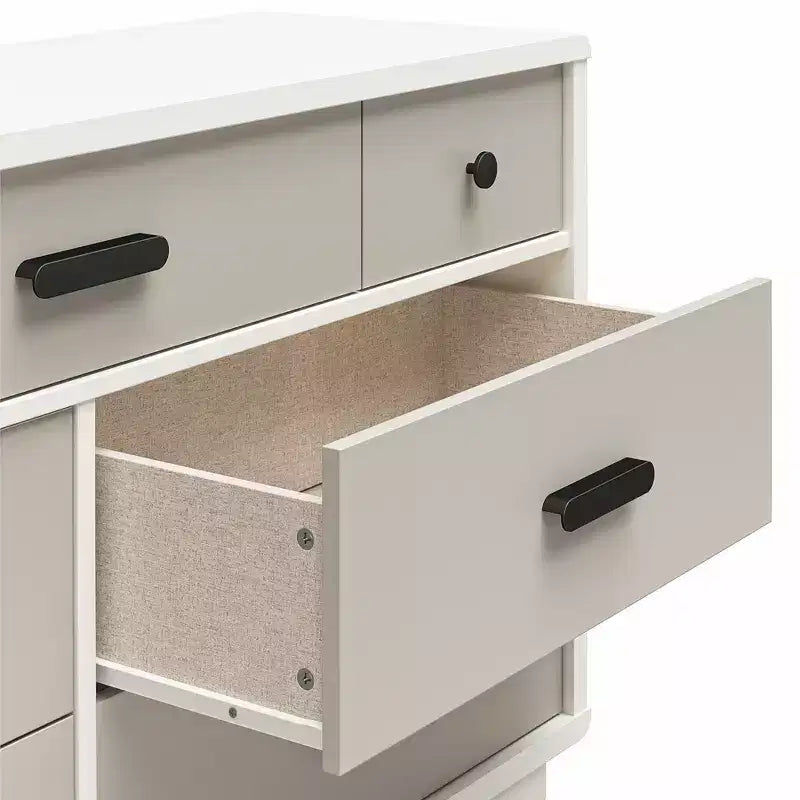 GDFStudio Linton 7-Drawer Modern Dual-Tone Bedroom Dresser with Handles