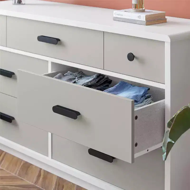 GDFStudio Linton 7-Drawer Modern Dual-Tone Bedroom Dresser with Handles