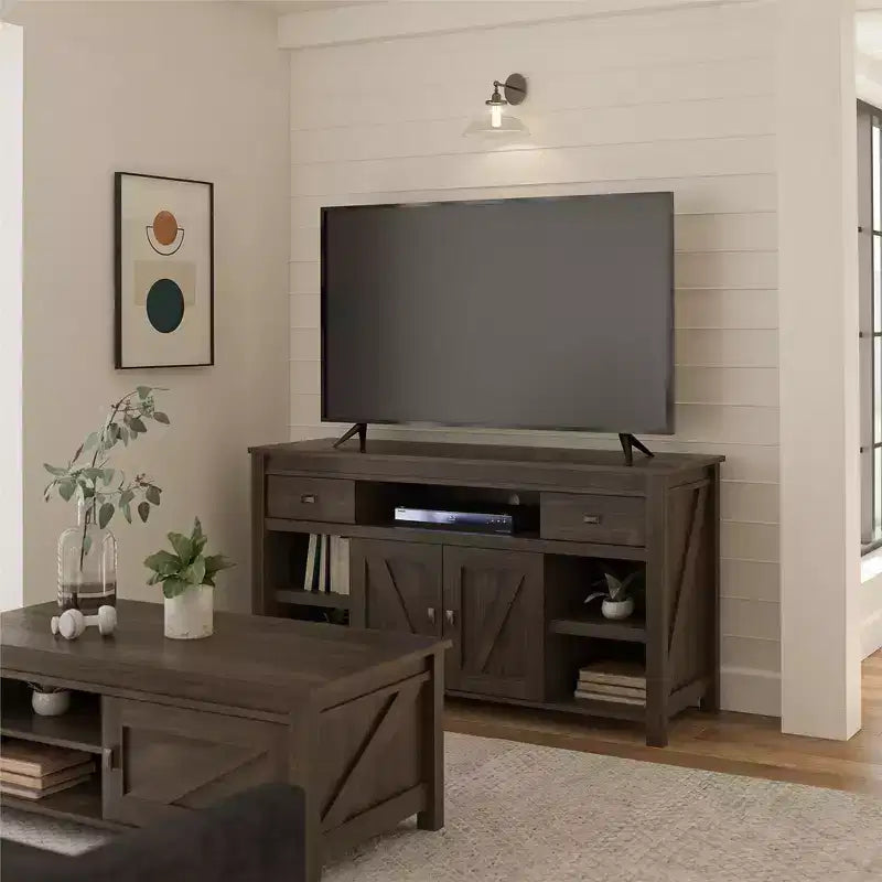 GDFStudio Sarah Rustic Barn Door TV Stand for TVs up to 60 with Sliding Doors