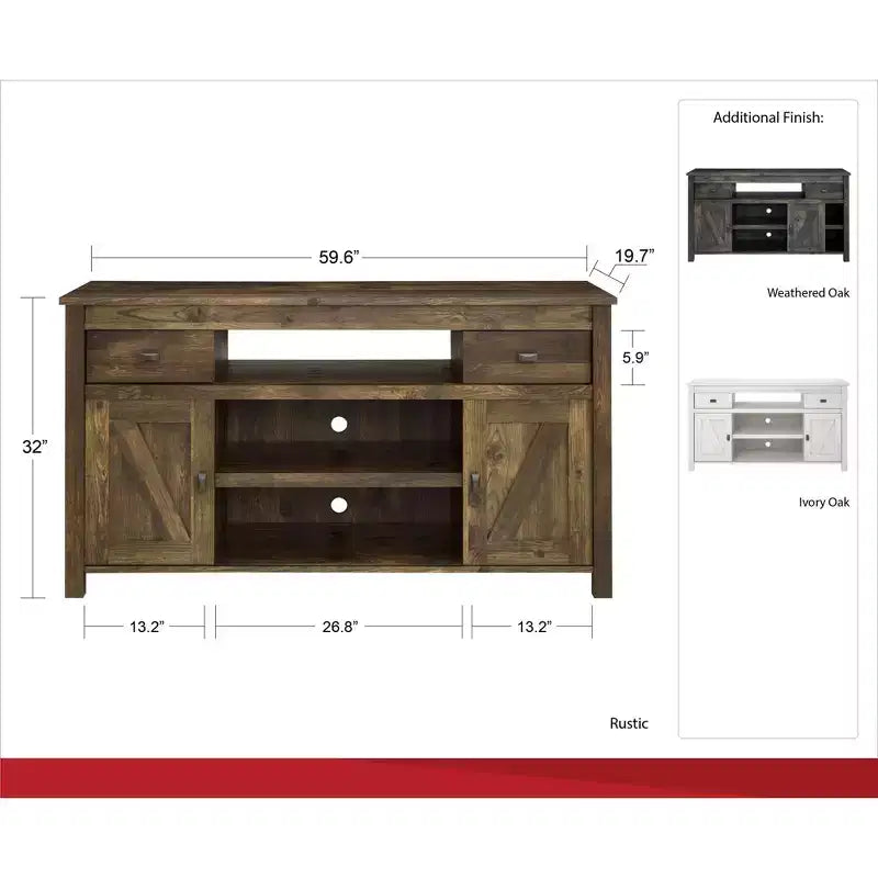GDFStudio Sarah Rustic Barn Door TV Stand for TVs up to 60 with Sliding Doors