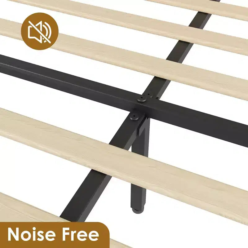 Rattan Bed Frame with Rattan Headboard, 2 Drawers, Boho Storage Bed Frame, No Box Spring Needed, Noise Free
