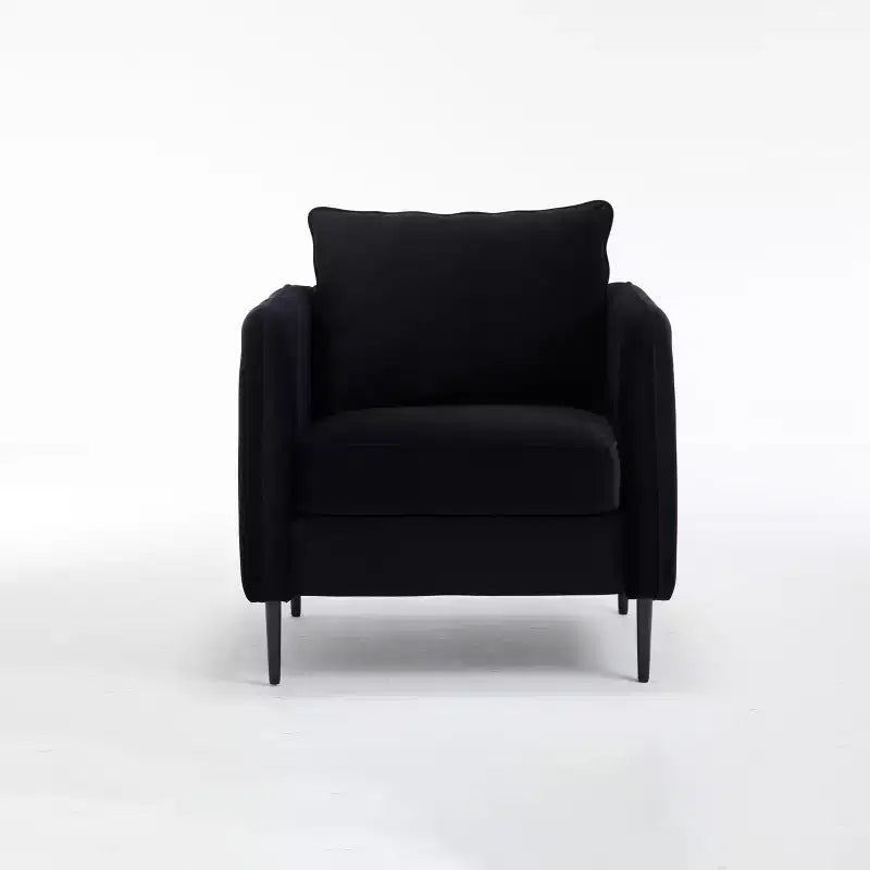 FurnitureR Velvet Accent Armchair with Metal Legs, Modern Upholstered Single Sofa Chair with Pillow, Comfortable Lounge Chair for Living Room Bedroom