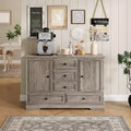 47 Wood Farmhouse Sideboard Buffet Cabinet, Storage Credenza with 5 Drawers & 2 Doors, Buffet Table for Dining Room