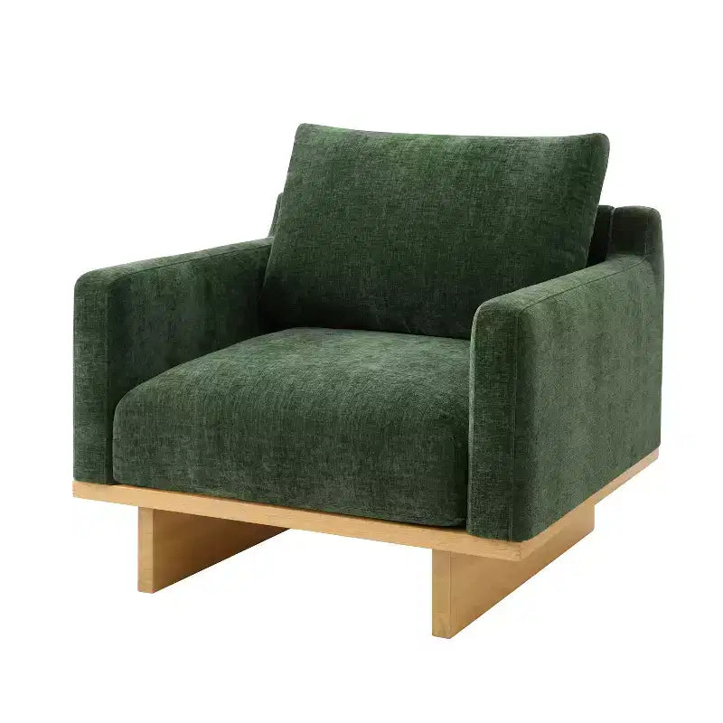 Polibi Modern Minimalist Accent Chair with Natural Wood Grain Base