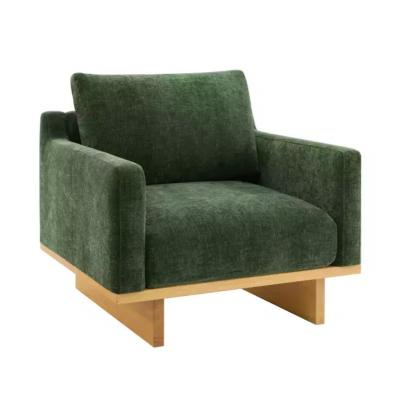 Polibi Modern Minimalist Accent Chair with Natural Wood Grain Base