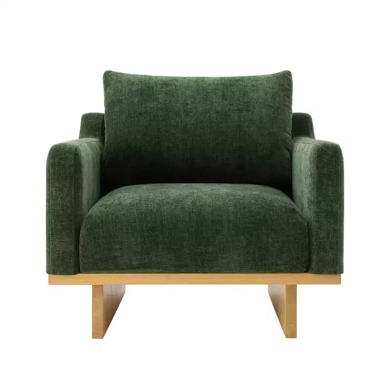 Polibi Modern Minimalist Accent Chair with Natural Wood Grain Base