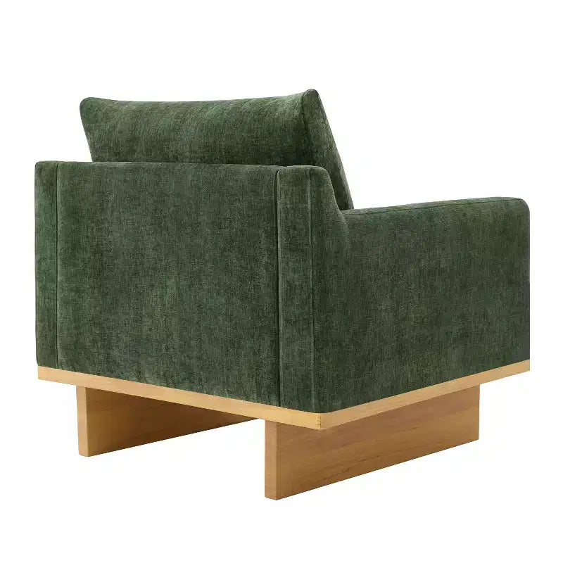 Polibi Modern Minimalist Accent Chair with Natural Wood Grain Base
