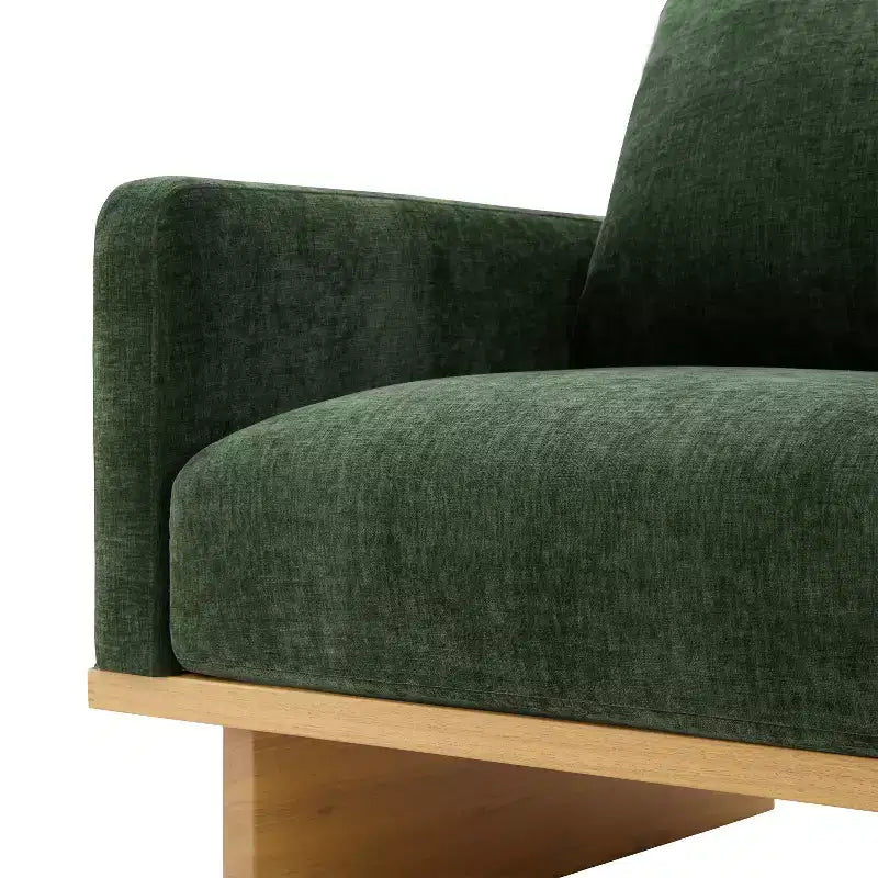 Polibi Modern Minimalist Accent Chair with Natural Wood Grain Base