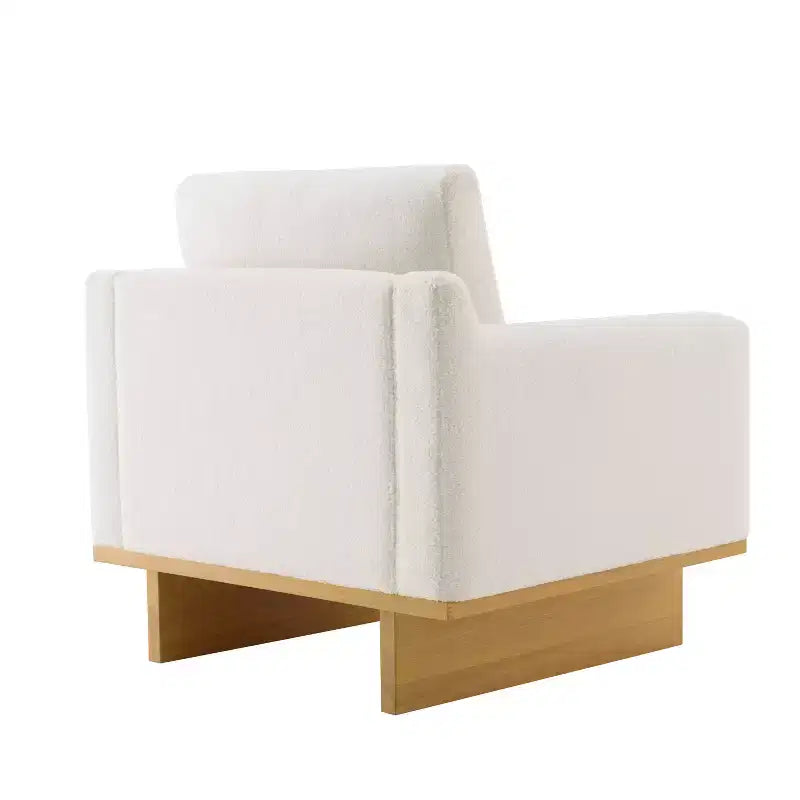 Polibi Modern Minimalist Accent Chair with Natural Wood Grain Base