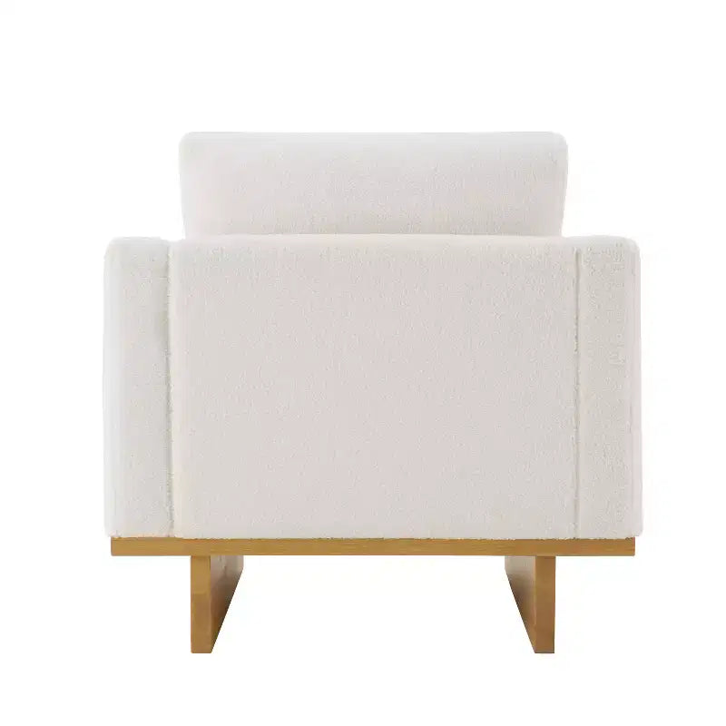 Polibi Modern Minimalist Accent Chair with Natural Wood Grain Base