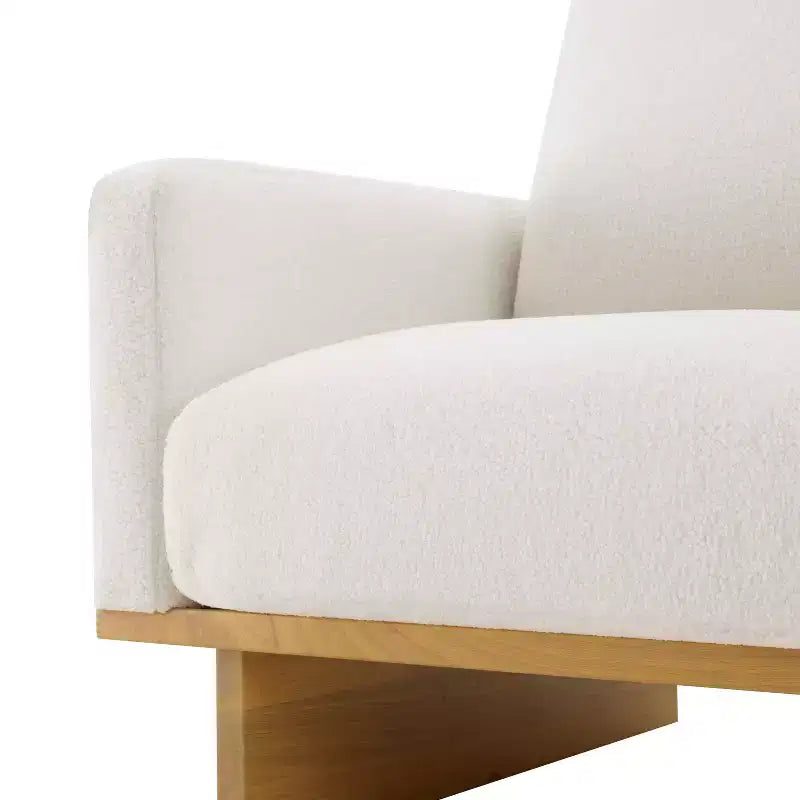 Polibi Modern Minimalist Accent Chair with Natural Wood Grain Base