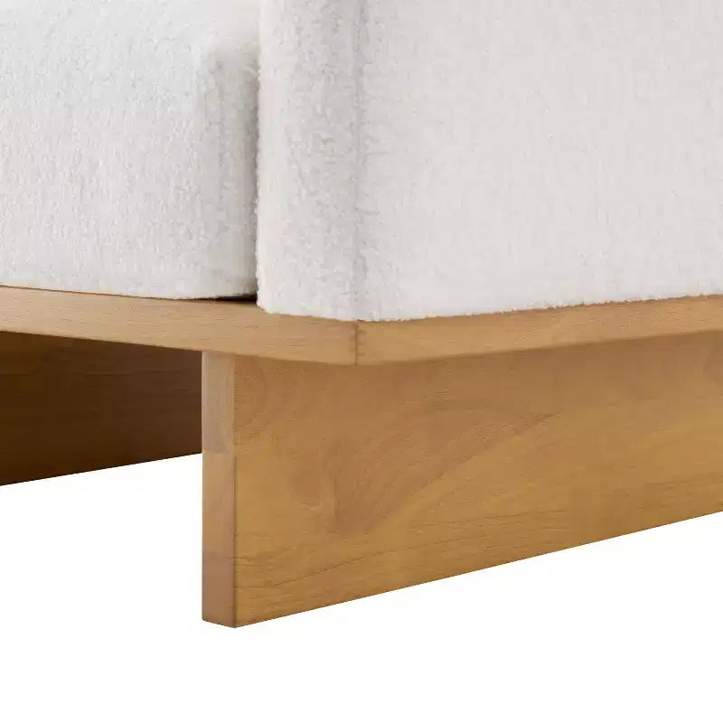 Polibi Modern Minimalist Accent Chair with Natural Wood Grain Base