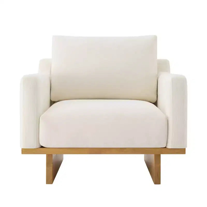 Polibi Modern Minimalist Accent Chair with Natural Wood Grain Base