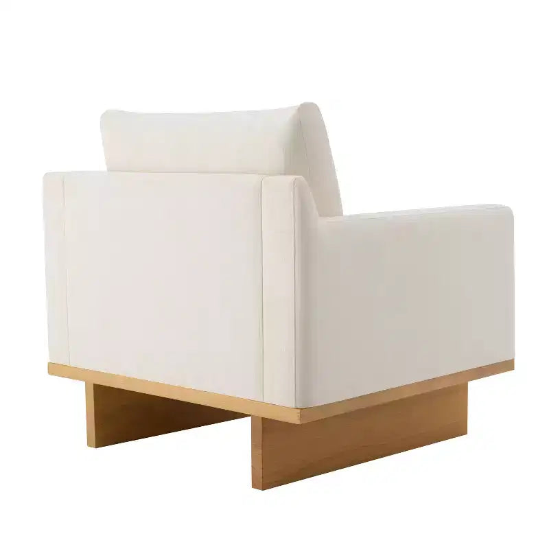 Polibi Modern Minimalist Accent Chair with Natural Wood Grain Base