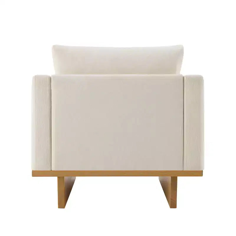 Polibi Modern Minimalist Accent Chair with Natural Wood Grain Base