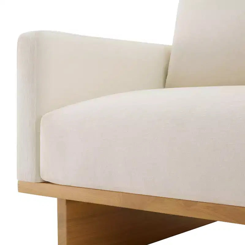 Polibi Modern Minimalist Accent Chair with Natural Wood Grain Base