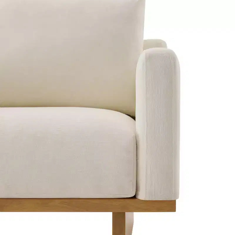 Polibi Modern Minimalist Accent Chair with Natural Wood Grain Base