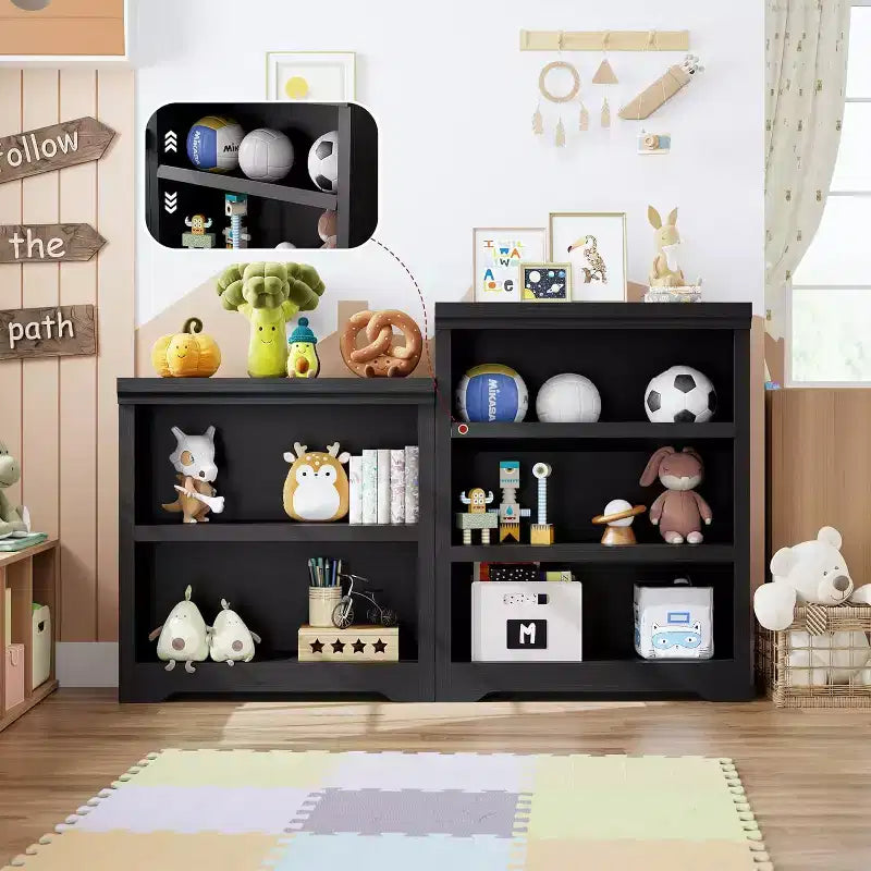 Bookshelf, Tall Farmhouse Bookcase Adjustable Shelves, Open Display Storage Rack with Anti-Slip Design for Home Office, Balcony, Library
