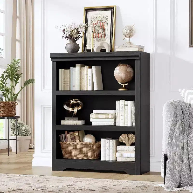 Bookshelf, Tall Farmhouse Bookcase Adjustable Shelves, Open Display Storage Rack with Anti-Slip Design for Home Office, Balcony, Library