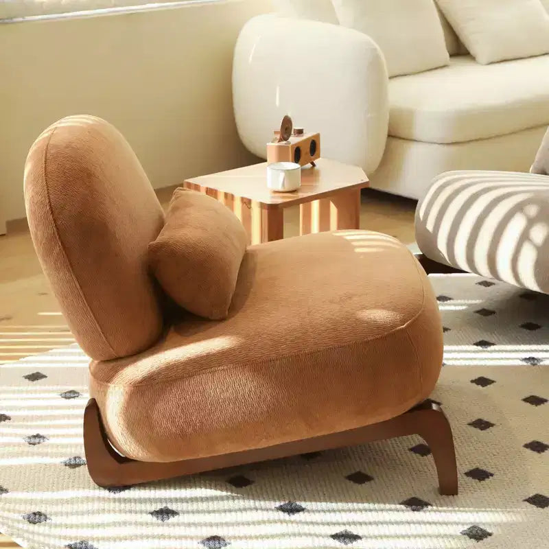 Solid Wood Modern Armless Accent Chair for Living Room & Bedroom - Soft Velvet Upholstery
