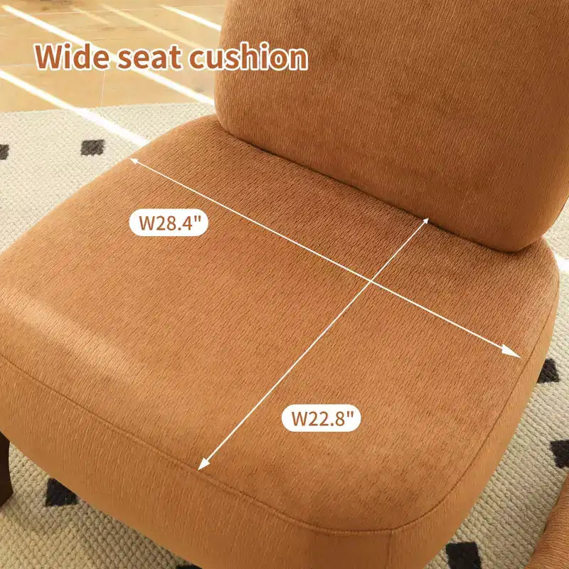 Solid Wood Modern Armless Accent Chair for Living Room & Bedroom - Soft Velvet Upholstery