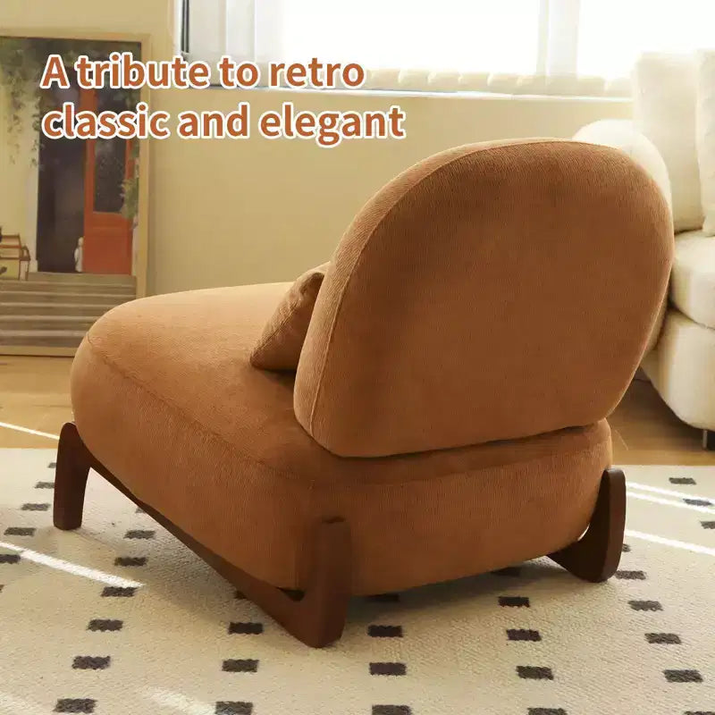 Solid Wood Modern Armless Accent Chair for Living Room & Bedroom - Soft Velvet Upholstery