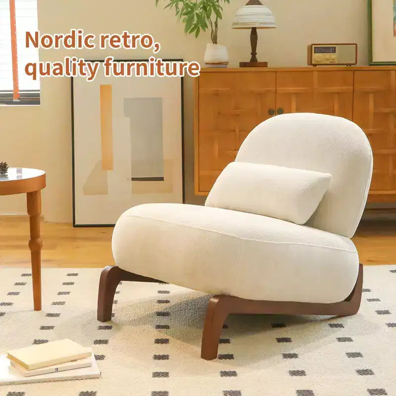 Solid Wood Modern Armless Accent Chair for Living Room & Bedroom - Soft Velvet Upholstery