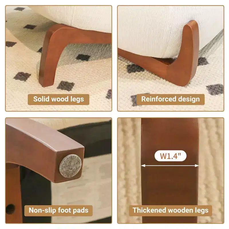 Solid Wood Modern Armless Accent Chair for Living Room & Bedroom - Soft Velvet Upholstery
