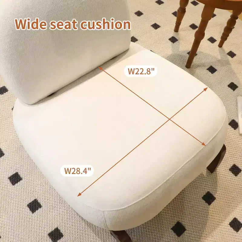 Solid Wood Modern Armless Accent Chair for Living Room & Bedroom - Soft Velvet Upholstery