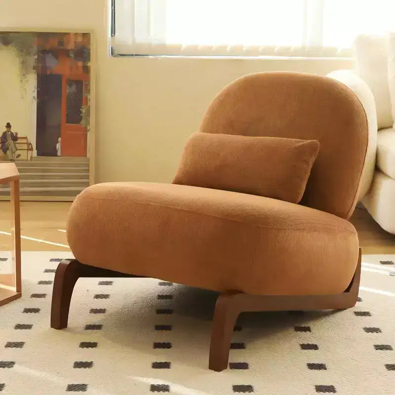 Solid Wood Modern Armless Accent Chair for Living Room & Bedroom - Soft Velvet Upholstery