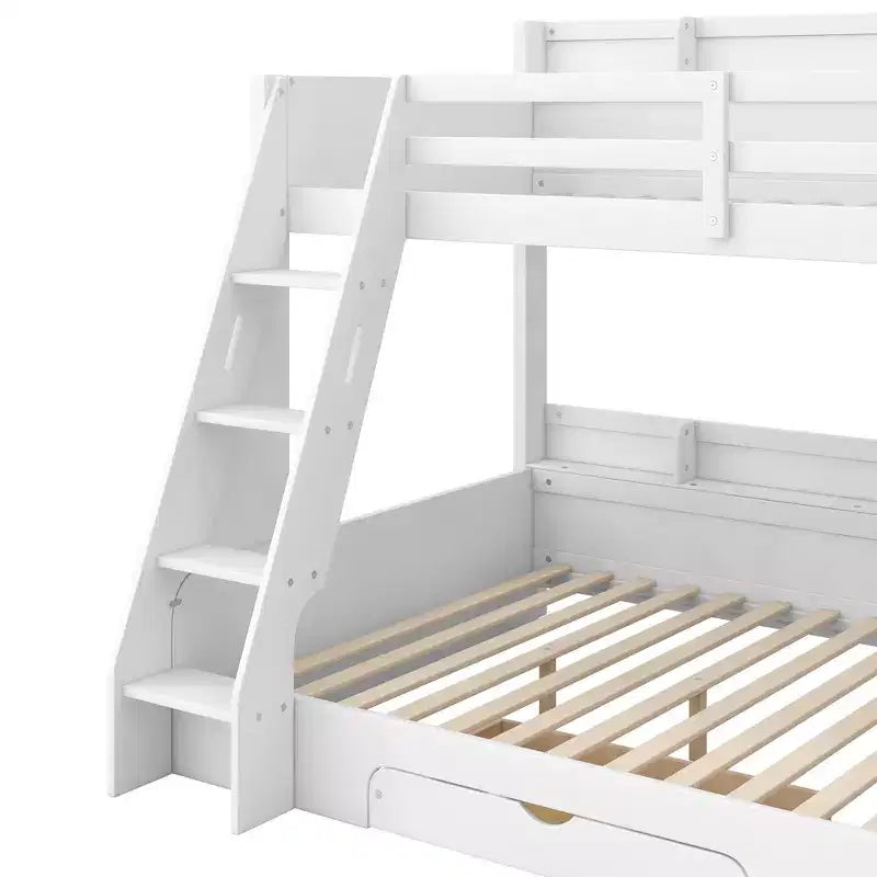 Polibi Twin over Full Bunk Bed with LED Lighting, Storage Space & Charging Station