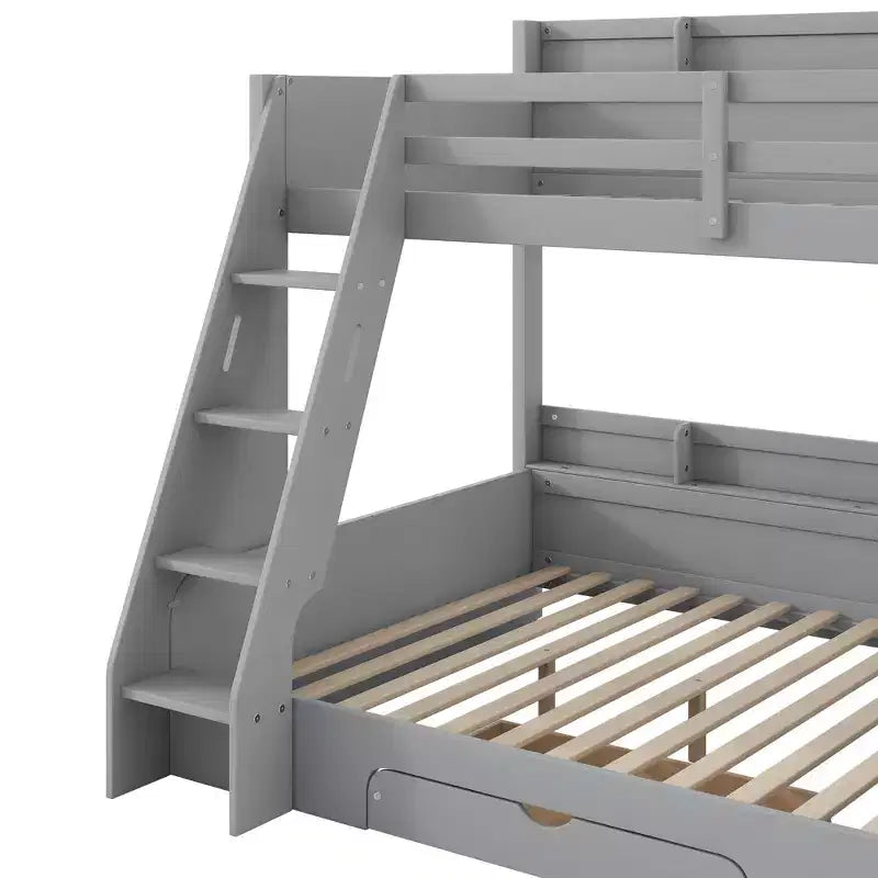 Polibi Twin over Full Bunk Bed with LED Lighting, Storage Space & Charging Station