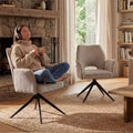 GDFStudio Gilbert Contemporary Upholstered Swivel Dining Chairs with Metal X-Frame Legs (Set of 2)