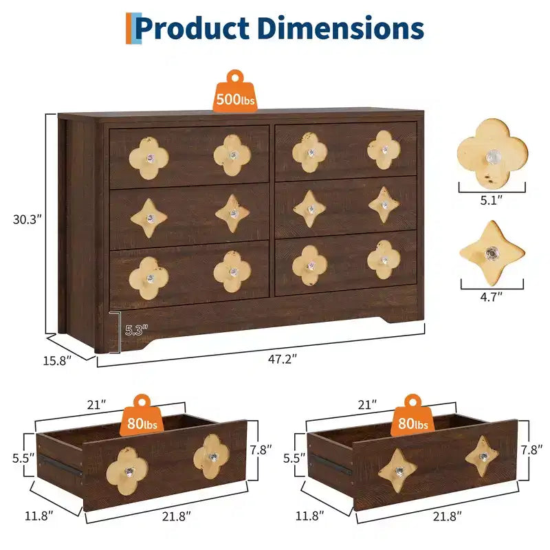 Modern 10-Drawer Fluted Dresser, Metal Handles, Anti-Tip Storage Organizer, Space-Saving Organizer, for Bedroom, Living Room