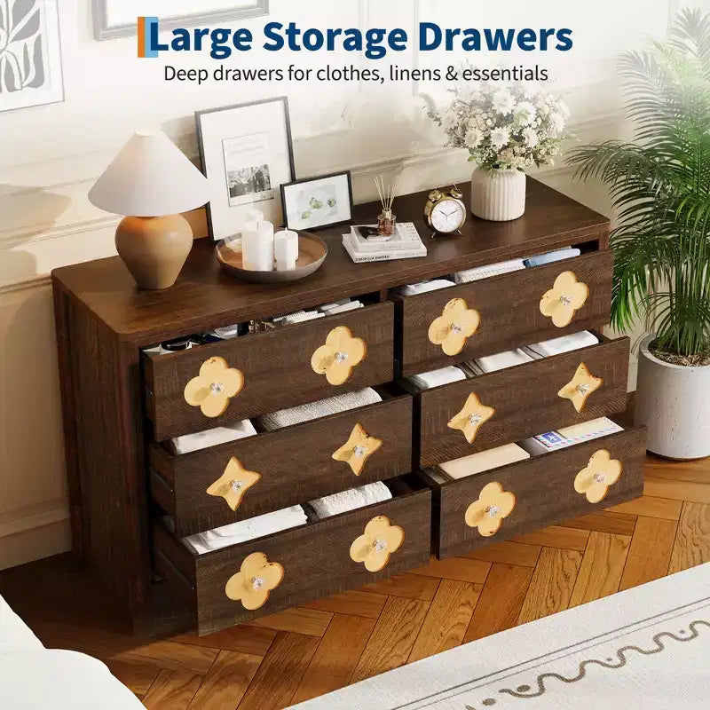 Modern 10-Drawer Fluted Dresser, Metal Handles, Anti-Tip Storage Organizer, Space-Saving Organizer, for Bedroom, Living Room