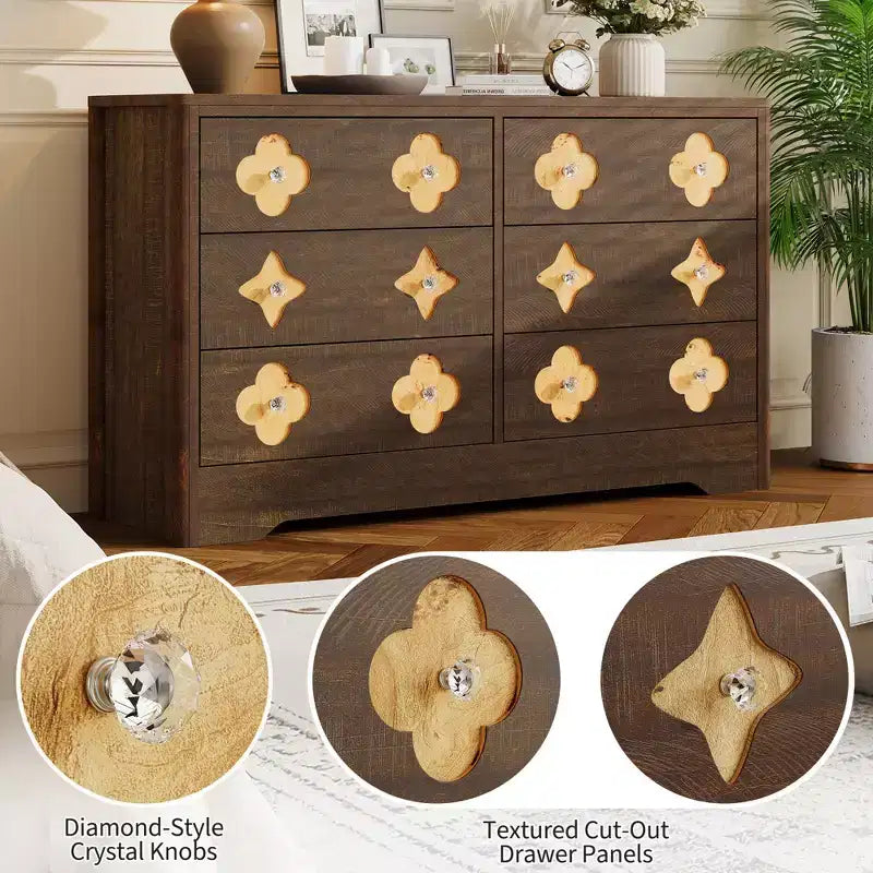 Modern 10-Drawer Fluted Dresser, Metal Handles, Anti-Tip Storage Organizer, Space-Saving Organizer, for Bedroom, Living Room
