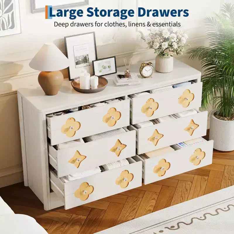 Modern 10-Drawer Fluted Dresser, Metal Handles, Anti-Tip Storage Organizer, Space-Saving Organizer, for Bedroom, Living Room