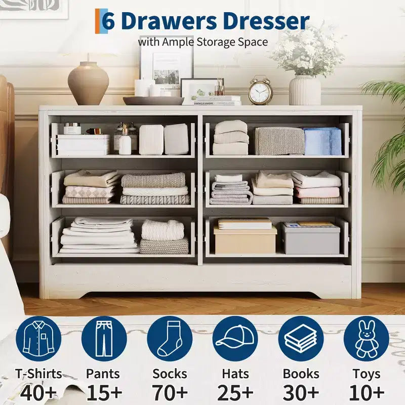 Modern 10-Drawer Fluted Dresser, Metal Handles, Anti-Tip Storage Organizer, Space-Saving Organizer, for Bedroom, Living Room