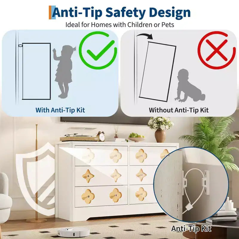Modern 10-Drawer Fluted Dresser, Metal Handles, Anti-Tip Storage Organizer, Space-Saving Organizer, for Bedroom, Living Room