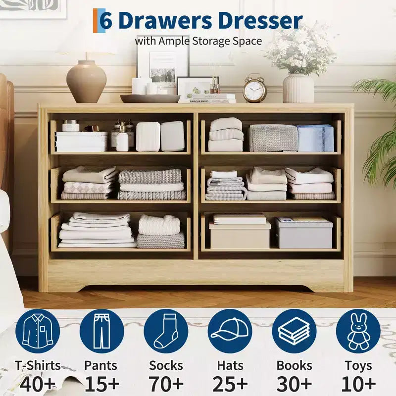 Modern 10-Drawer Fluted Dresser, Metal Handles, Anti-Tip Storage Organizer, Space-Saving Organizer, for Bedroom, Living Room