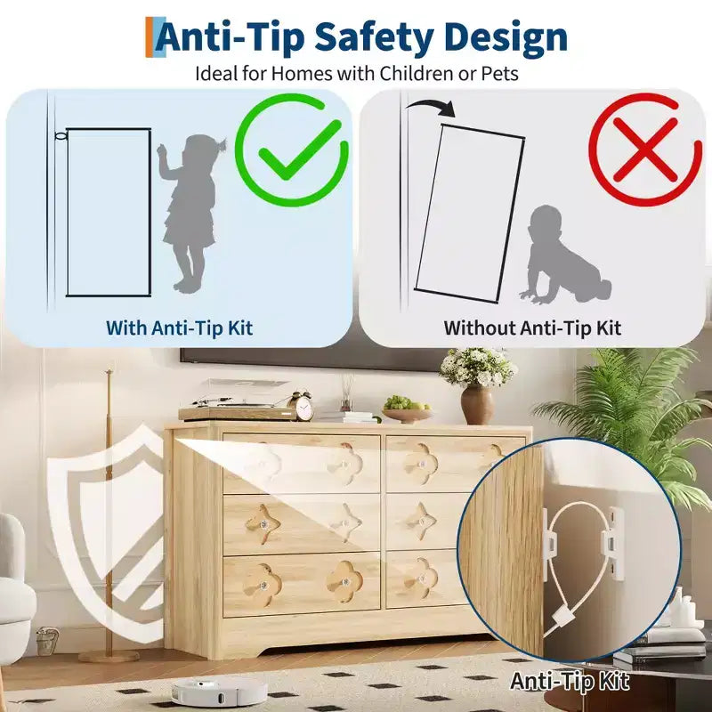 Modern 10-Drawer Fluted Dresser, Metal Handles, Anti-Tip Storage Organizer, Space-Saving Organizer, for Bedroom, Living Room