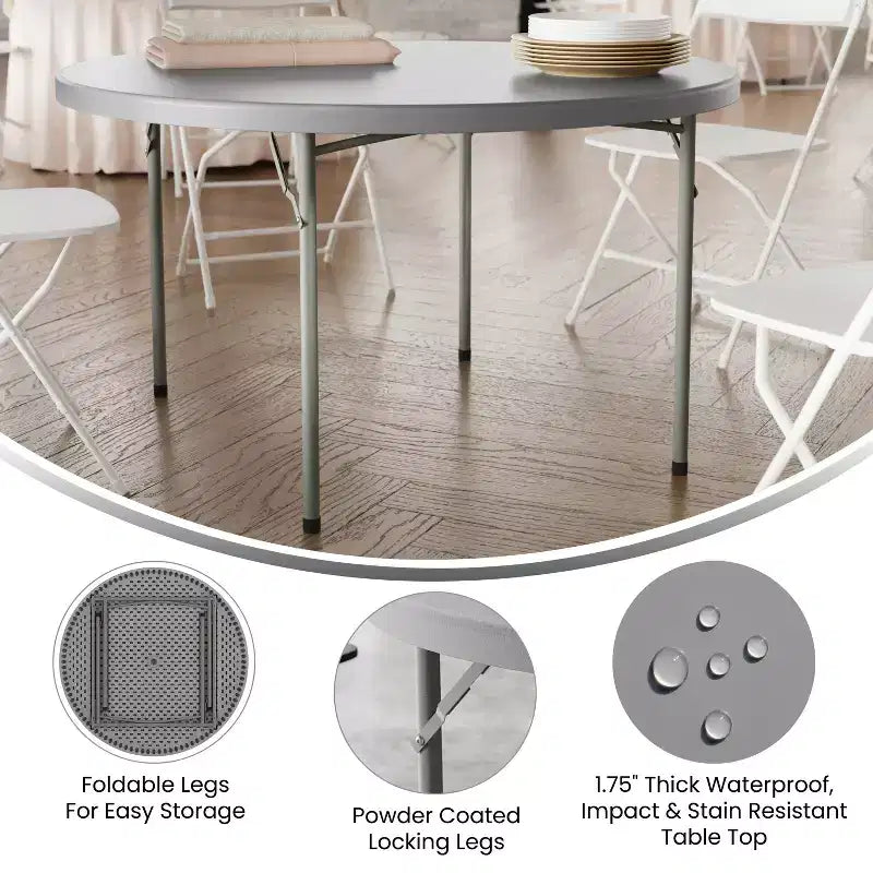 Flash Furniture 4-Foot Round Plastic Folding Table