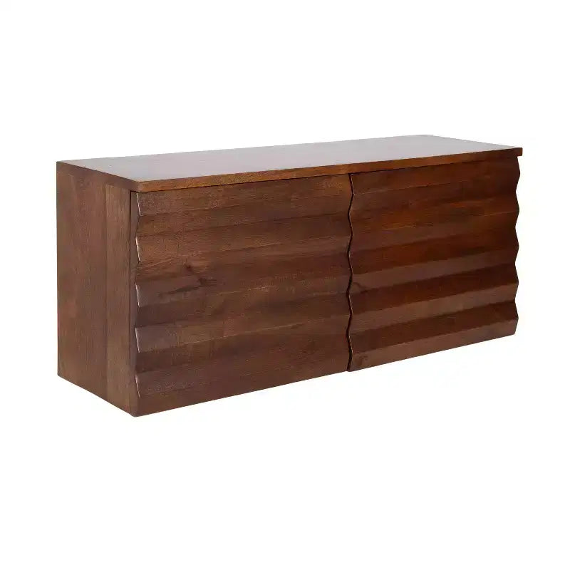 Kate and Laurel Semsa Two-Door Floating Wall Cabinet, 30x10x14 Walnut Brown